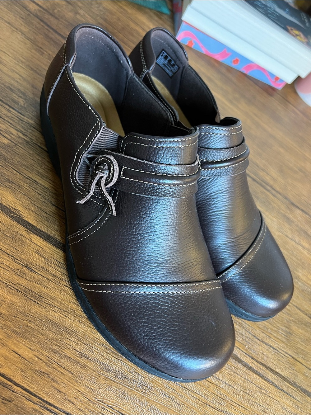 Clarks Brown Slip-On Casual Comfort Shoes- 9‎